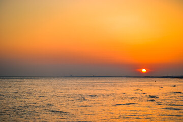 Brighton and Hove seafront with sunset in March