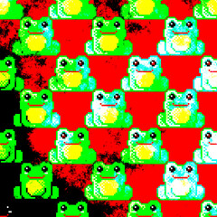 Frog pattern pixel art. Pixel art frog pattern. Halloween pattern. Horror background.