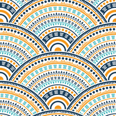 Ethnic circle shapes seamless geometric pattern.