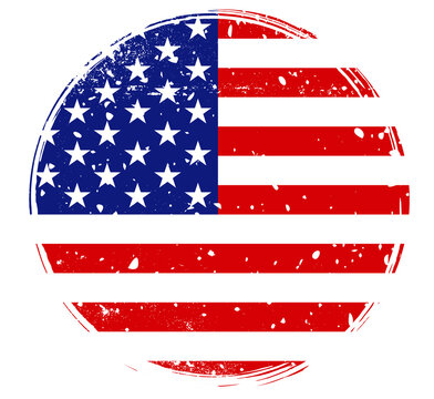 United States of America or USA Circle Flag Vector Hand Painted with Rounded Brush. Vector illustration