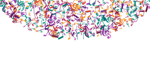Musical notes cartoon vector backdrop. Sound