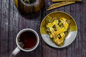 apple cake with tea. BREAKFAST