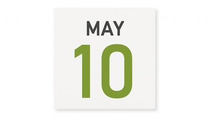 May 10 date behind crumpled paper page of a calendar, 3d animation