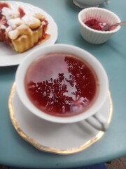 homemade strawberry jam with cream