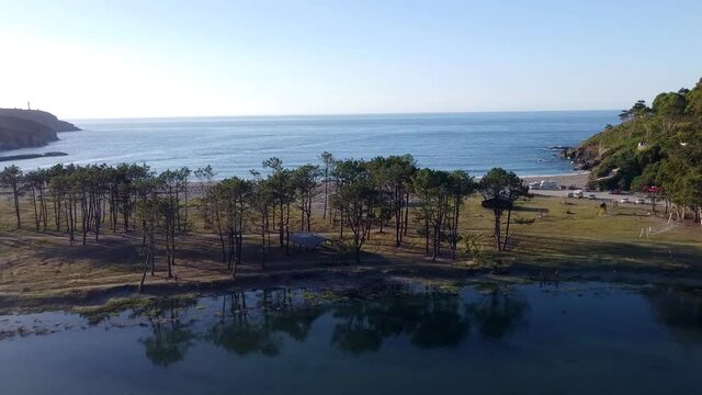 Aerial View of Navia Beach in Spain