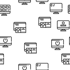 Operating System Pc Vector Seamless Pattern Thin Line Illustration