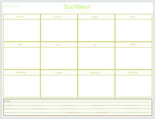 8 sets of planners sheets, by day, week, month, and year. To-do list. Schedule trucker.