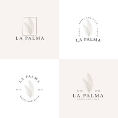 Simple palm leaves illustration logo collection