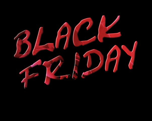 Colorful Black Friday text on black backgound. 3D illustration. Flyer, poster, card, banner template.