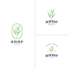 Simple hand drawn botanical logo template