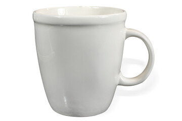 A white cup for tea or coffee on white background, isolated.