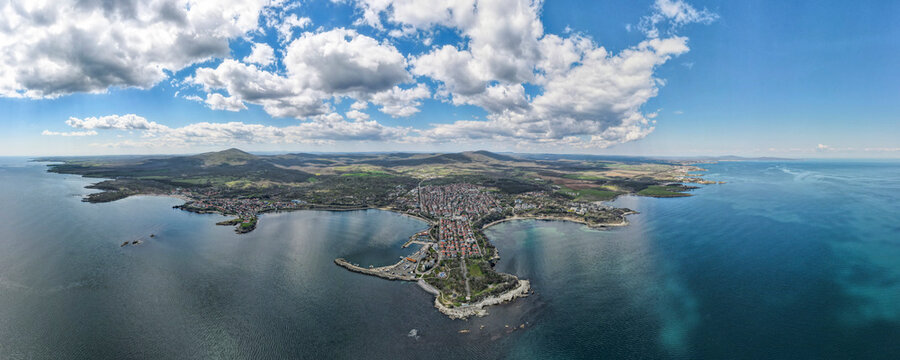 Aerial panorama of Town of Tsarevo, Bulgaria