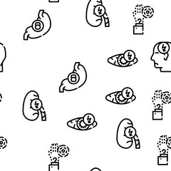 Body Aches Problem Vector Seamless Pattern Thin Line Illustration