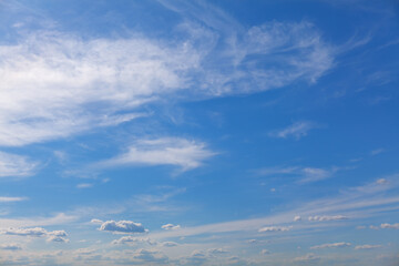 Summer blue sky with clouds in the morning 