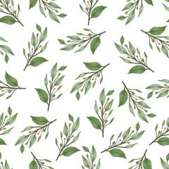 Naklejka na ściany i meble seamless pattern of green leaf and buds for fabric and background design