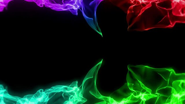 虹色の幻想的にキラキラしている波のような炎のようなオーラ　ループ