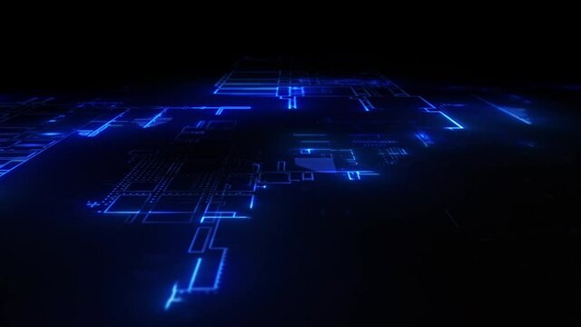 Abstract Cyberspace World visualizing technology. Visualization of the processing of data inside a server, computer or an artificial intelligence.
