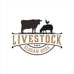 Retro livestock logo design, vector illustration	