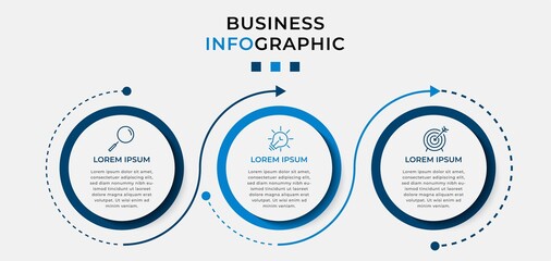 Vector Infographic design illustration business template with icons and 3 options or steps. Can be used for process diagram, presentations, workflow layout, banner, flow chart, info graph