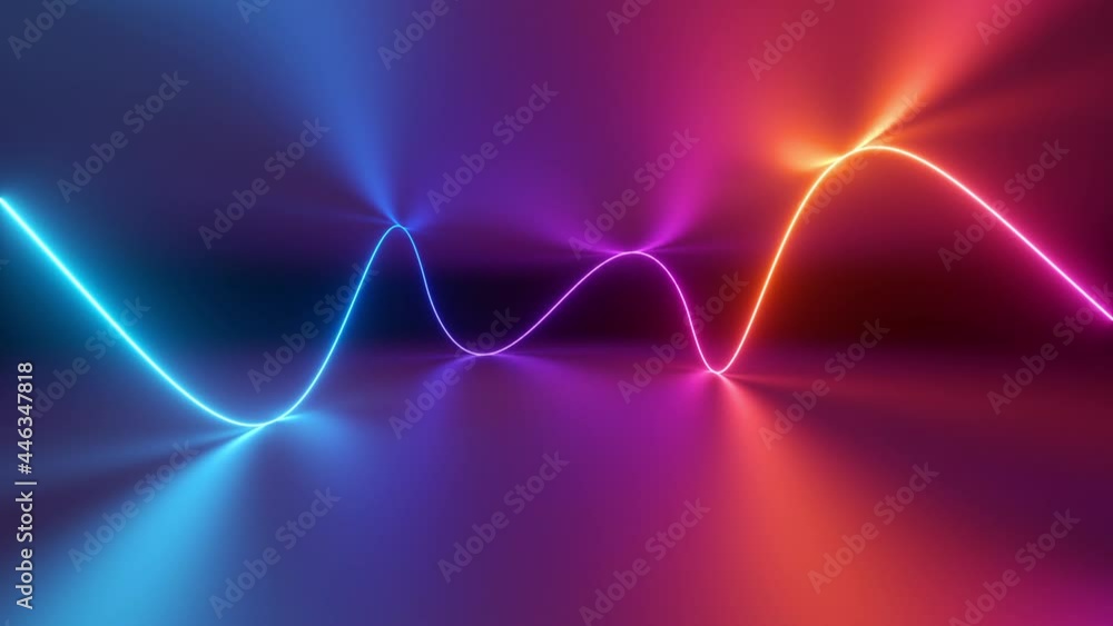 Poster abstract neon background with spinning wavy line, looping 3d animation