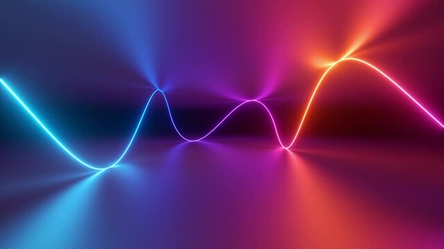 abstract neon background with spinning wavy line, looping 3d animation