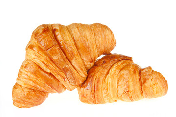 Crisp fresh croissants in the background