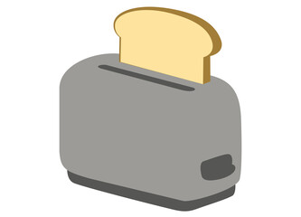 One two-slice toaster with one slice of bread