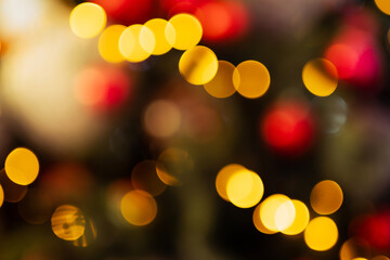 Christmas background for the New Year holiday. Bright garland lights.