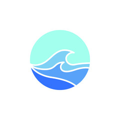 Modern Simple Beach and Wave Logo Icon Vector Design Template Isolated.