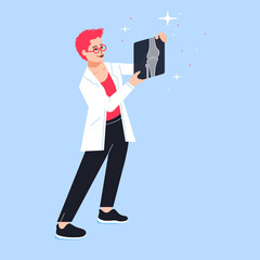 radiologist examining x-ray image of bone