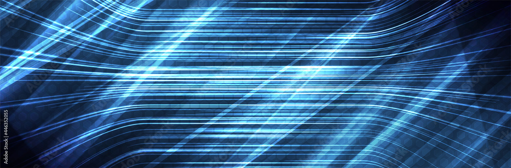 Poster futuristic hexagon background. blue hexagonal pattern with lines. modern vector illustration