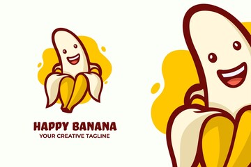 Happy Banana Logo Mascot Template