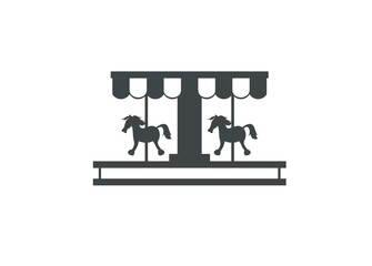  Carousel simple illustration in black and white..