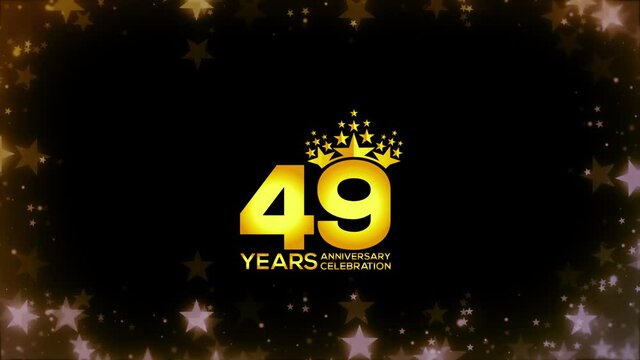 To celebrate anniversary greeting, invitation  Friendly party,  49  Years Anniversary Gold Color Logo Videos