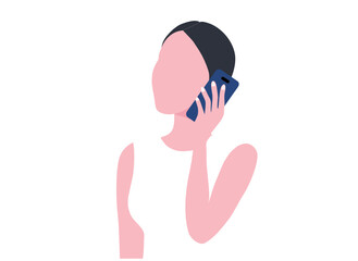 Woman using smartphone isolated vector illustration
