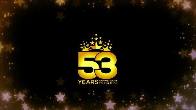 To celebrate anniversary greeting, invitation  Friendly party,   53 Years Anniversary Gold Color Logo Videos