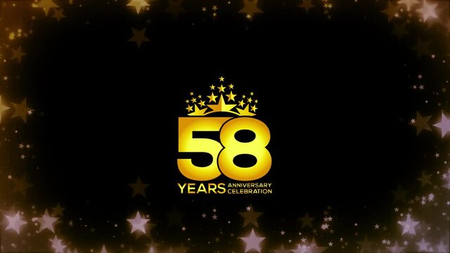 To celebrate anniversary greeting, invitation  Friendly party,  58  Years Anniversary Gold Color Logo Videos
