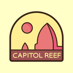 Simple vector illustration of Capitol Reef National Park in mono line style for emblems, patches, t-shirts, etc.