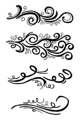 hand drawn wind doodle set, vector illustration.