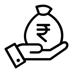 Hand Fund Indian Rupee Icon