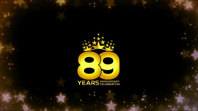 To celebrate anniversary greeting, invitation  Friendly party,  89  Years Anniversary Gold Color Logo Videos