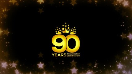 To celebrate anniversary greeting, invitation  Friendly party,   90 Years Anniversary Gold Color Logo Videos