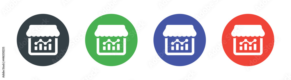 Aufkleber data analysis symbol on store icon vector illustration. business data concept.