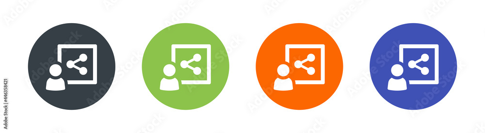 Poster connect, data sharing, link symbol, share icon button set. social network communication concept