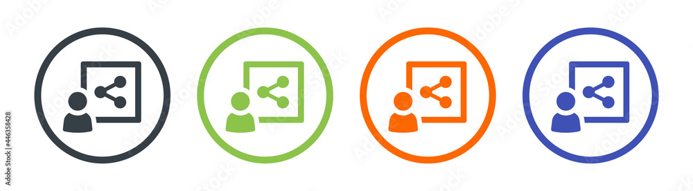 Aufkleber user with share symbol icon. social network concept.