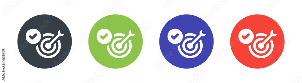 Poster target bullseye with arrow icon sign. successful concept.