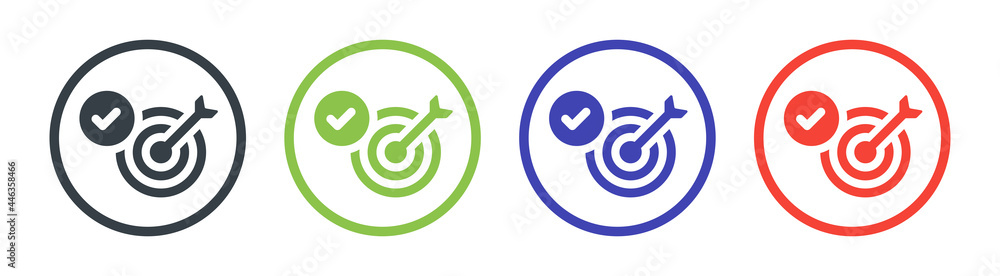 Poster Target with arrow on dartboard icon. Symbol of accuracy vector isolated on white background.