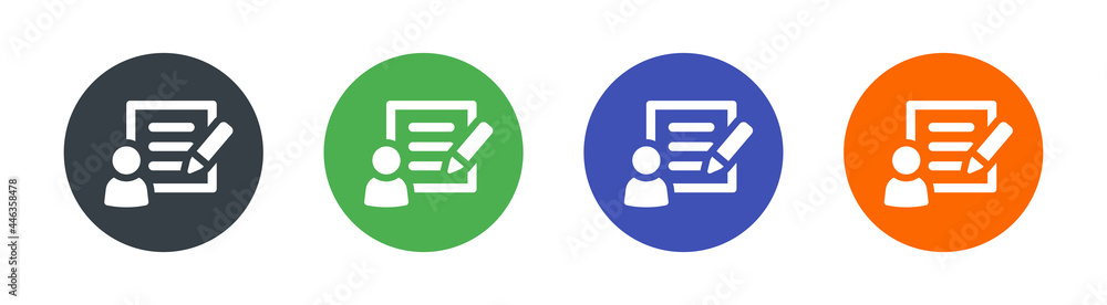 Poster user with storytelling symbol of writer, author, essayist and blogger icon. isolated vector
