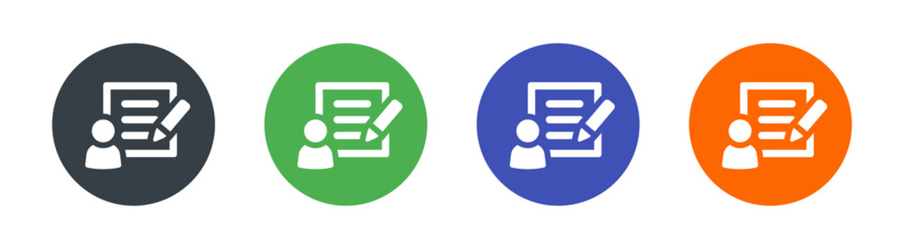 User with storytelling symbol of writer, author, essayist and blogger icon. isolated vector