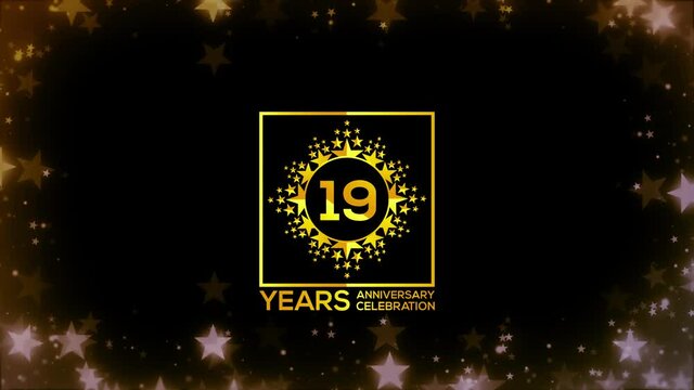 Happy Celebrating of ,   19  Years Anniversary Moments Couple, invitation Mixer Gold color Star logo Videos